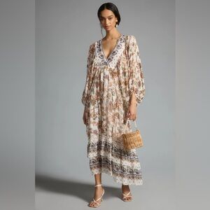 By Anthropologie V-Neck Long-Sleeve Maxi Dress Size Small